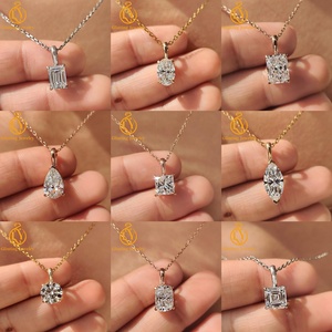 <span class=keywords><strong>Collana</strong></span> con <span class=keywords><strong>Diamante</strong></span> a Goccia da 1 Carato, Gioiello in Oro Massiccio, Pendente Classico per Matrimonio, Regalo per Lei - Product Image 3