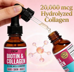 Gotas Líquidas de Colágeno con Biotina OEM 20,000mcg, Colágeno Hidrolizado para el Crecimiento del Cabello, Piel y Uñas, Absorción Superior, Adolescentes y Adultos - Product Image 5