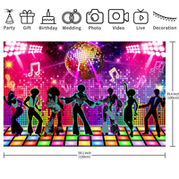 5 * 3ft/7x5ft Disco música baile fiesta decoraciones pared telón de fondo DIY neón Fondo fiesta cumpleaños Disco decoración telón de fondo