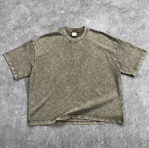 T-shirt da <span class=keywords><strong>uomo</strong></span> cropped vintage lavaggio acido pesante 275gsm con logo personalizzato vestibilità ampia all'ingrosso per produttori - Product Image 2