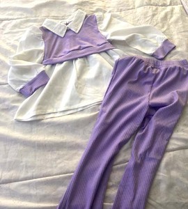 Ensemble 2 pièces pour filles : Blouse à col à revers et manches bouffantes, pantalon tricoté, collection Printemps-Automne, tailles 100-130 cm - Product Image 3