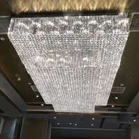 Lampu Chandelier LED Kristal Bentuk Tidak Beraturan 2 Lapis Warna Hitam dari Baja Anti Karat Mewah untuk Lobi Hotel Besar, Garansi 3 Tahun