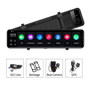 Android 10.0, rétroviseur de voiture 12 pouces, diffusion multimédia, double objectif, caméra 1080P, ADAS, DVR, tableau de bord, 4G Wifi, GPS, navigateur - Product Image 2