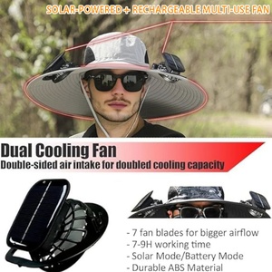 Sombrero de Senderismo con Panel Solar, Control Manual, Diseño de Paraguas Recto, UPF 50+, Ala Ancha, Velocidad del Viento Ajustable - Product Image 6