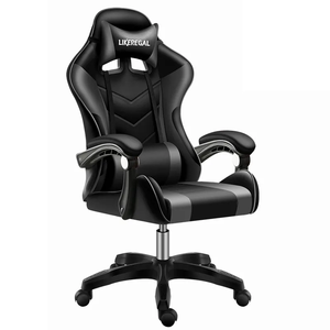 Siège ergonomique de joueur avec support lombaire réglable et repose-pieds en tissu imperméable pour PC/console de jeu - Product Image 1