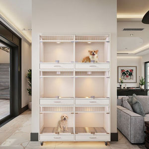 Kommerzieller großer Hundekisten-Zwinger aus gehärtetem Glas und Massivholz für Katzen Tierhandlung/Cattery/Tierarzt Knopf verschluss für Wohnzimmer - Product Image 6