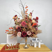 DKB Vente en gros de boules de fleurs artificielles en soie au toucher réel, décoration de table pour mariage et fête, grandes tailles