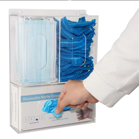 Dispensador de Guantes Desechables de Acrílico Transparente para Montar en la Pared, Dispensador de Mascarillas, Dispensador Triple de Guantes con Tapa