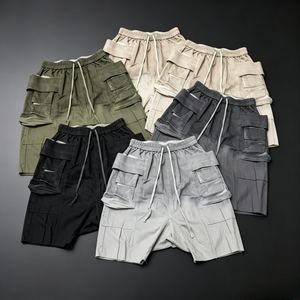 Pantalones Cortos Cargo de Algodón Twill para Hombre con Logotipo Personalizado, Estilo Oversize Holgado, Casual, Verano, Streetwear, Efecto Desgastado por el Sol - Product Image 1