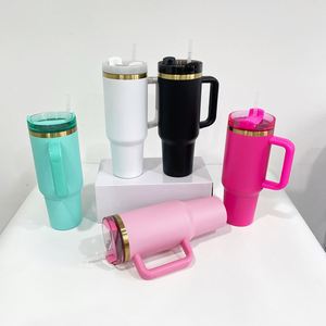Vasos Personalizados con Logotipo H2.0, Recubiertos en Polvo, de 40 oz, Holográficos, Chapados en Oro, con Asa para Grabar - Product Image 2