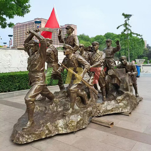 Escultura de Fibra de Vidrio Imitación Bronce del Ejército del Octavo Ejército, Hecha a Mano, para Montaje en Suelo Exterior, Forma Irregular, lbt-261 - Product Image 1