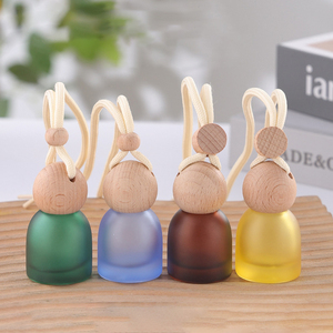 Tùy Chỉnh Thủy Tinh Rỗng Gỗ Cap Frosted Chai Nước Hoa Sang Trọng Độc Đáo Hương Thơm <span class=keywords><strong>Container</strong></span> Vòng Chai Hương Thơm Xe Mùi Hương Mặt Dây Chuyền - Product Image 4