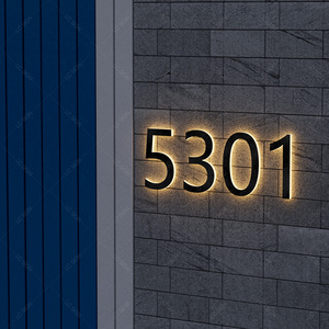 Produttore 304 personalizzato 316 Halo Lit <span class=keywords><strong>in</strong></span> acciaio inox numero di casa 3D spazzola lettere <span class=keywords><strong>da</strong></span> <span class=keywords><strong>parete</strong></span> <span class=keywords><strong>in</strong></span> <span class=keywords><strong>metallo</strong></span> decorativo - Product Image 5