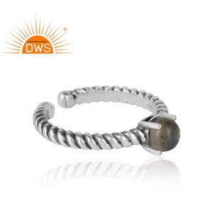 Natural Labradorite Gemstone Ring Oxidized 925 Sterling Silver Twisted Wire Designer Ring Jewelry Manufacturer - Product Image 3