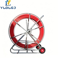 Tire-câble en fibre de verre rouge 4 - 18 mm avec cage à rayons, sur chariot, pour câbles de télécommunications et conduits, couleur, taille et vitesse personnalisables