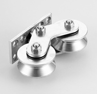 Polea fija de alta resistencia para puerta corredera, polea de acero con doble rueda en forma de V y canal en forma de U, No. Polea de Acero 45 para Puerta Artística