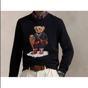 <span class=keywords><strong>Pull</strong></span> pour homme en jacquard populaire avec motif d'ours de dessin animé, de haute qualité, tendance automne-hiver, avec broderie tricotée sur le devant, logo, haute élasticité - Product Image 3