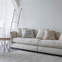 Leicht Luxuriöses Weißes Stoff-Sofa Formgebendes Sektionalsofa Modernes Design Wohnzimmer Modulare Sofagarnitur Möbel mit Holzrahmen