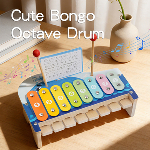 Kit musical éducatif 2-en-1 Qiaike en bois pour enfants, avec clavier de piano et <span class=keywords><strong>xylophone</strong></span> (8 gammes) - Product Image 4