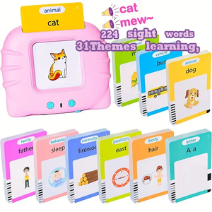 Tarjetas de Memoria Interactivas para Niños Pequeños de 1, 2, 3 y 4 Años, Juguetes de Aprendizaje del Idioma Montessori con 224 Palabras, Juguetes de Terapia del Habla de Bolsillo - Product Image 1