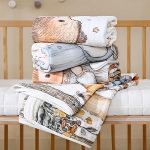 Serviette <span class=keywords><strong>de</strong></span> Bain en <span class=keywords><strong>Gaze</strong></span> Six Couches 100% <span class=keywords><strong>Coton</strong></span>, Imprimée Numérique Motif Dessin Animé, Couverture d'Emmaillotage pour Bébés et Nouveau-nés - Product Image 2