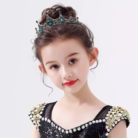 Diadème de couronne de cristal de mode chaude pour les filles accessoire de cheveux de princesse en métal doré avec pierre de strass pour les anniversaires Pageants