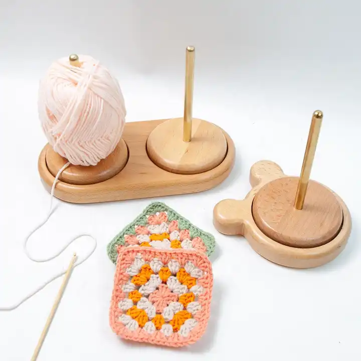  Yarn Holder for Knitting and Crocheting, Wooden Yarn
