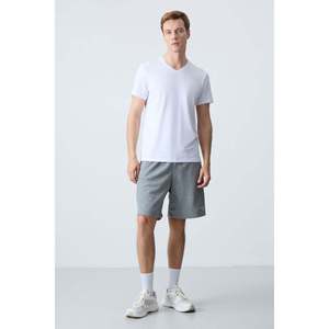 Pantalones cortos básicos para hombre de algodón gris melange, gruesos, suaves, con textura y ajuste estándar - 81276 - Gb melange - Product Image 1