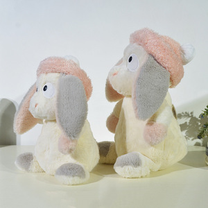 Peluche Lapin Portant un Bonnet de Ski, Petite Peluche Lapin, Coussin de Sommeil, Idéal pour la Décoration Intérieure, Cadeau de Fêtes - Product Image 2