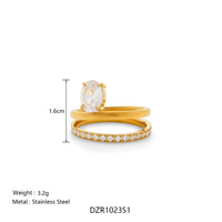 Nouvelle bague de créateur AW BOHO à double rangée de zircone ovale transparente avec fermoir, Dazan 2027 HOT, en acier inoxydable plaqué or 18 carats PVD, bijoux pour femme