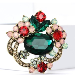 Broche de luxe créative et élégante plaquée or, motif floral et feuillage, incrustée de strass, en alliage, cadeau de fiançailles pour mariages - Product Image 4