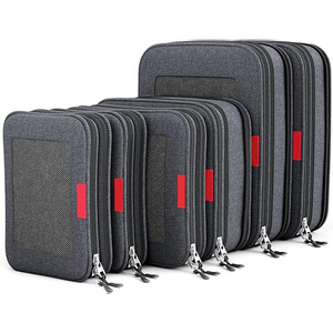 Set di cubetti di compressione in poliestere leggero con <span class=keywords><strong>Organizer</strong></span> da viaggio con doppia cerniera <span class=keywords><strong>per</strong></span> bagaglio a mano - Product Image 3