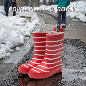 Bottes en caoutchouc unisexes colorées, imperméables, respirantes, avec doublure en fourrure, thermiques, à bout ouvert, semelle extérieure antidérapante en TPU, doublure en PU, vente en gros - Product Image 2