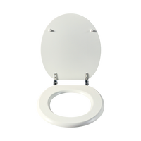 Siège de toilette en bois à fermeture douce - 18 pouces, couleur blanche