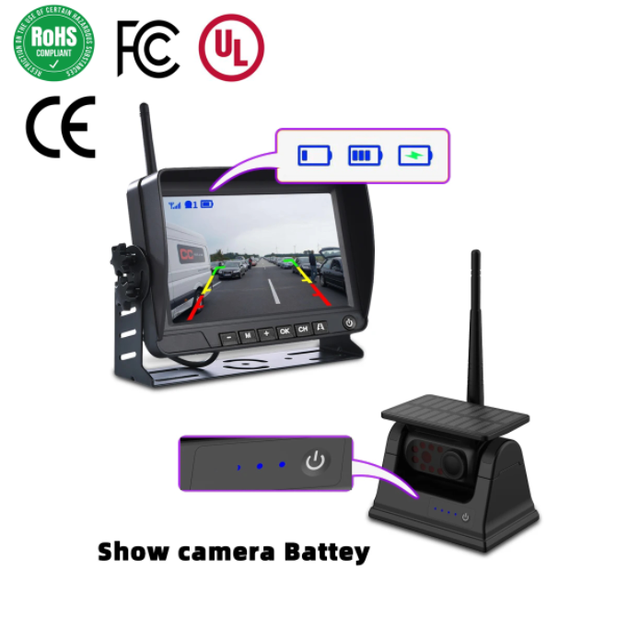2.4G Wireless Backup Camera Solar Magnetic Type  Rear View Camera HD 1080P No Wiring 7'' Monitor Kit for Car RV Camper