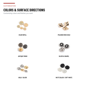Boutons de blazer personnalisés en laiton et alliage de zinc écologiques avec logo personnalisé et perles décoratives pour blazers, manteaux et uniformes - Product Image 5