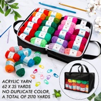 Kit de crochet avec pelotes de fil acrylique, crochets à crochet, aiguilles à tisser, marqueurs de mailles pour le crochet et le tricot, cadeau pour débutants et adultes