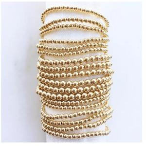 Bracelet en acier inoxydable argenté et doré pour femmes, personnalisable, extensible, cordon élastique, petit bracelet en perles dorées simples de 4 mm, vente <span class=keywords><strong>chaude</strong></span> - Product Image 1