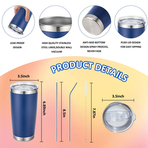 Hipdeer OEM/ODM Wholesale Eco-Friendly Classic Stainless Steel Colored <b>Cup</b> Handle <b>Straw</b> 20oz Insulated Double Wall Vacuum - Product Image 4