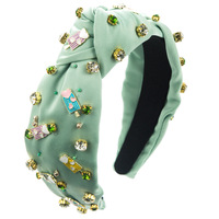 Serre-tête tendance noué à la main avec breloque crème glacée, strass et perles, accessoire de cheveux printanier pour enfants
