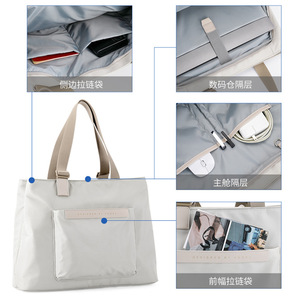 Kingsons Casual Tote Bag Waterproof Nylon Large Capacity Daily Use Unisex Handbag - Product Image 2