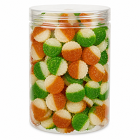 Permen Gummy Bulat Berkualitas Tinggi Dua Warna Rasa Buah Campuran Manisan Jelly Lembut Kemasan Grosir dalam Stoples