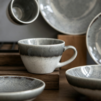 EKA Wholesale – Ensemble de vaisselle en grès européen moderne, écologique et durable, avec finition réactive, compatible lave-vaisselle et micro-ondes