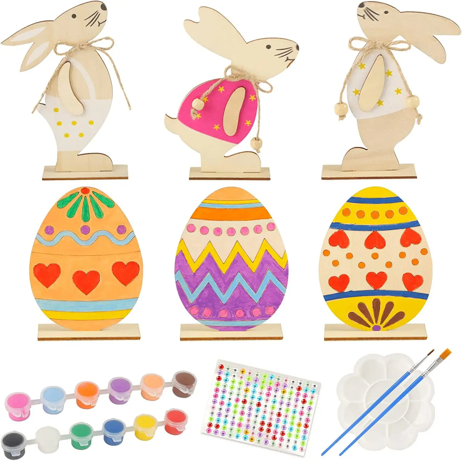 Easter Rabbit Wood Carving Unfinished Rabbit Shape Arts and Crafts Easter Spring Home Decoration Classroom DIY Craft