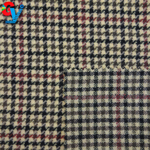 Plaid <strong>Brown</strong> Color Houndstooth <strong>Wool</strong> Blended Woven Fabric - Product Image 4
