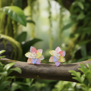Fashion Stud Earrings 316L Stainless Steel PVD Gold Plating Sustainable Resistant Multi Color <b>Flower</b> Design - Product Image 3