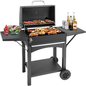 Barbecue fumoir au charbon de bois pour jardin, camping et cuisine extérieure, chariot de transport en fonte thermolaquée, grand modèle pour fêtes en extérieur - Product Image 1