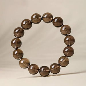 Wholesale Crystal Beads Jewelry <b>Bracelets</b> Women Smoky Quartz <b>Stone</b> Stretch Round Beads <b>Bracelet</b> - Product Image 1