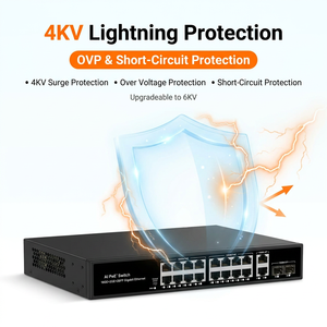 สวิตช์ PoE AI Smart Watchdog 16 พอร์ต Gigabit PoE 2 GE Uplink 2 SFP กำลังไฟ 300W ระยะไกล 250 เมตร VLAN สำหรับกล้อง IP - Product Image 4