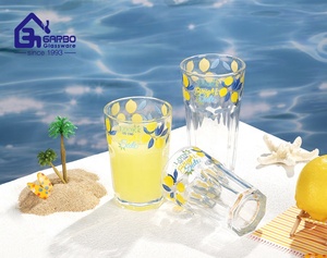 Vaso de Vidrio Popular con Decoración, Serie <span class=keywords><strong>Leomon</strong></span>, Proveedor Chino para el Hogar, Vaso para Agua Fría, Bajo MOQ - Product Image 3